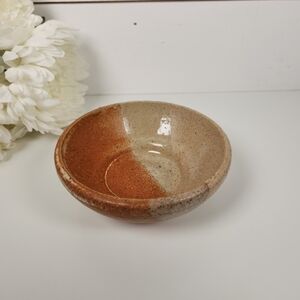 Signed Studio Pottery Bowl | Hand Thrown Stoneware Three-Tone Earthy Glaze 5.5"